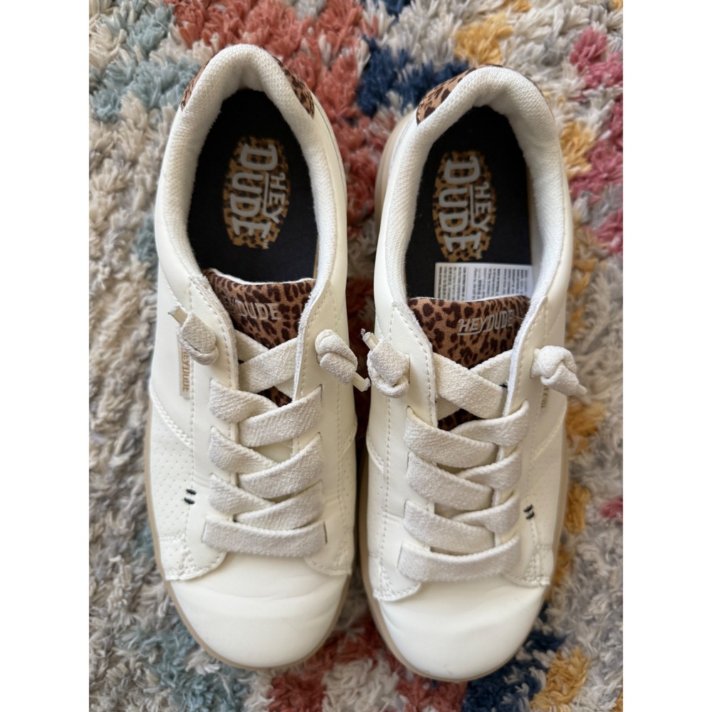 HEYDUDE Karina Duo Classic Women's 9 Ivory Leopard Sneaker Worn Once - Picture 3 of 10